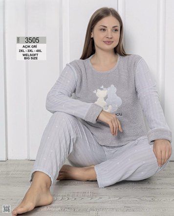 Флісова молодіжна піжама великих розмірів Fawn 3505 3505 фото