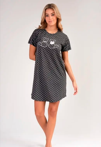 Женская ночная сорочка Vienetta Cats Dark Gray 3031930451A фото