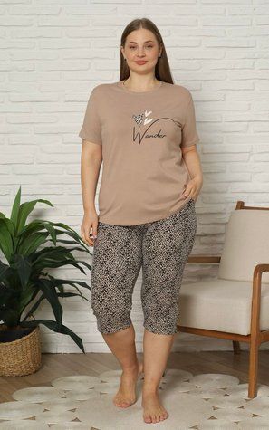 Молодіжна піжама з бріджами великих розмірів Nicoletta 26080 36080 фото